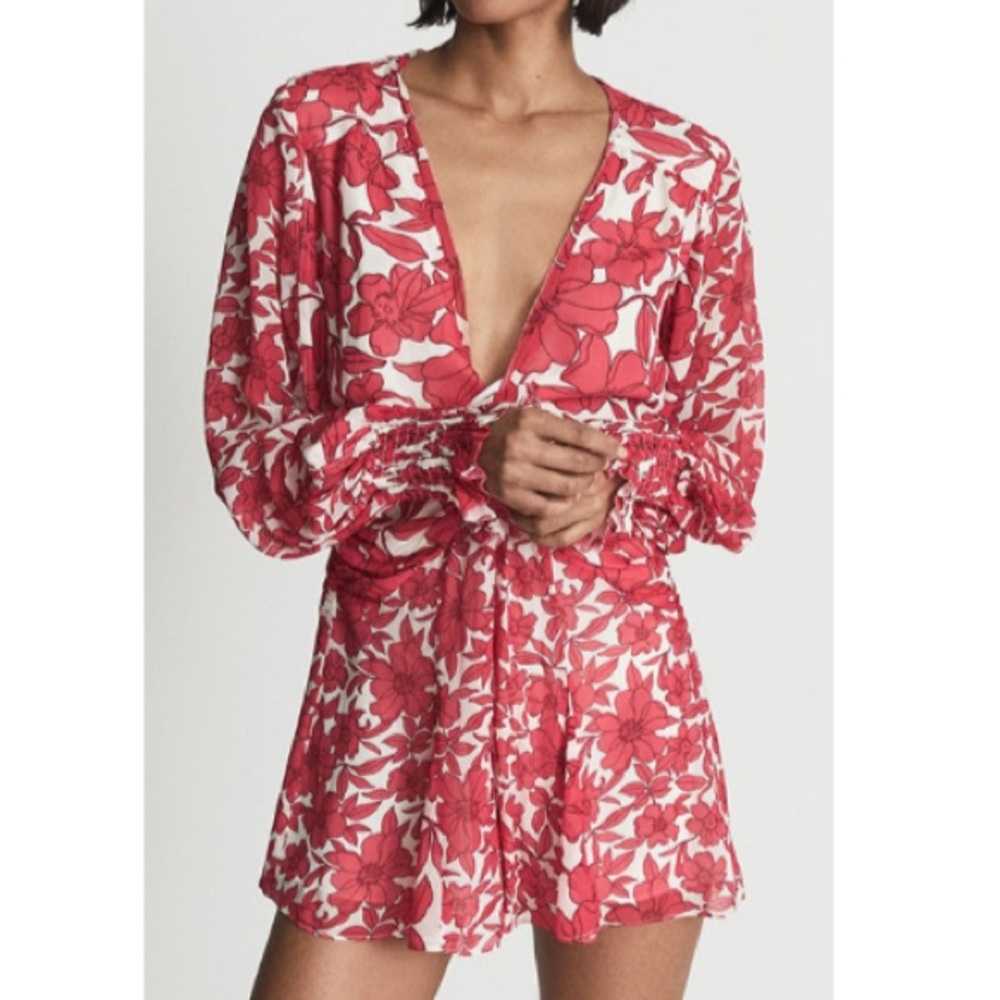 Floral red summer romper